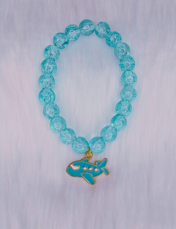 Airplane Charm Crackle Bracelet – Girls (9–14yrs)