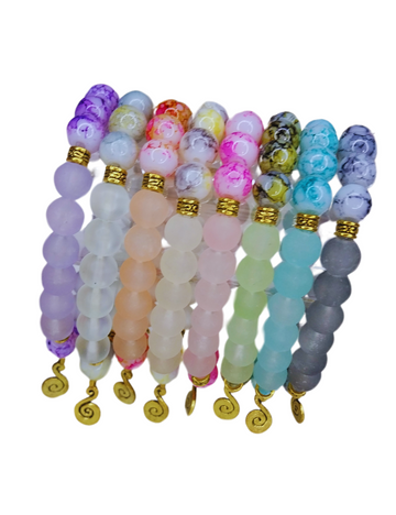 Matte & Marble Bracelet with Shell Charm β Girls (15+Yrs)