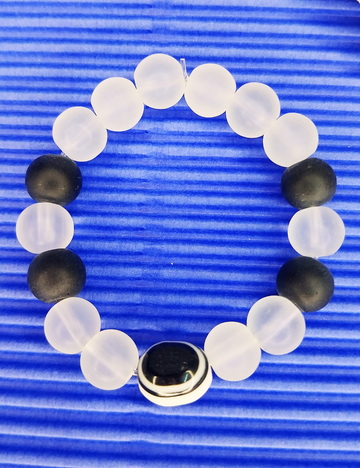 Frost White & Black Evil Eyed Bracelet - Boys (4-8yrs)