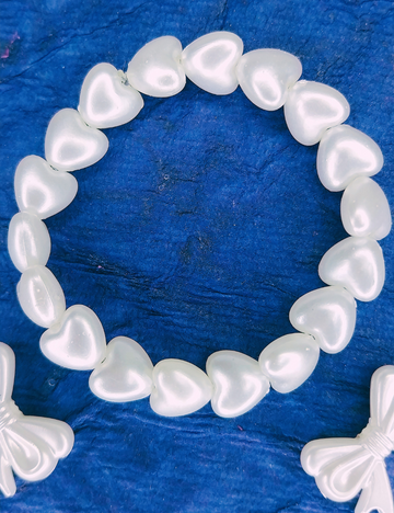 Pearl White Heart Bracelet - Girls (4-8yrs)