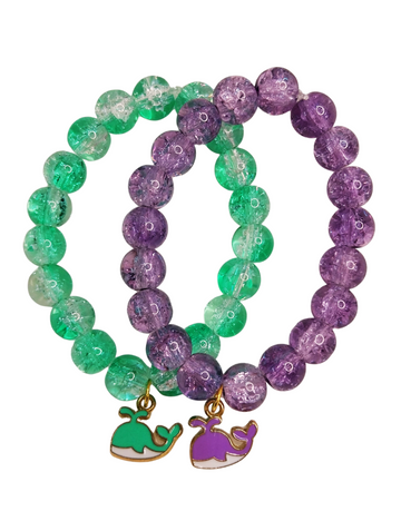 Whale Charm Beaded Bracelet – Girls (4-8yrs)