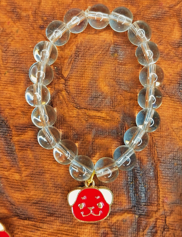 Clear Bead Puppy Charm Bracelet β Unisex (4-8yrs)