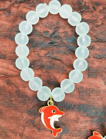 Frosted Bead Dolphin Charm Bracelet β Unisex (4-8yrs)