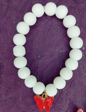 White Bead Butterfly Charm Bracelet β Girls (4-8yrs)