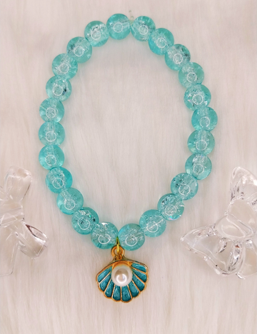 Pearl Shell - Sea Green Crackle Bead Bracelet β Girls (15+Yrs)