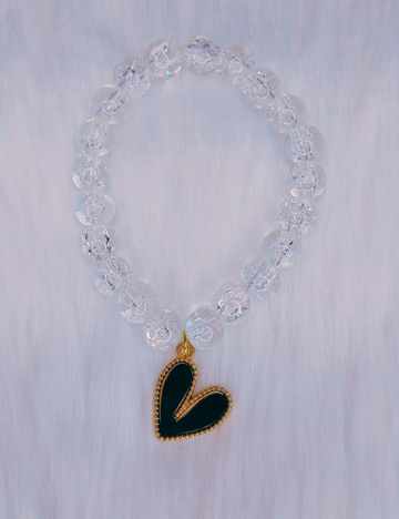 Crackle Heart Charm Bracelet – Girls (9–14yrs)