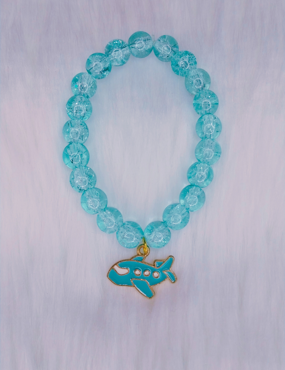 Airplane Charm Crackle Bracelet – Girls (9–14yrs)