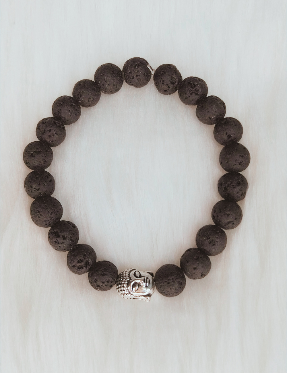 Lava Bracelet with Silver Buddha Charm – Teens & Adults (15+Yrs)